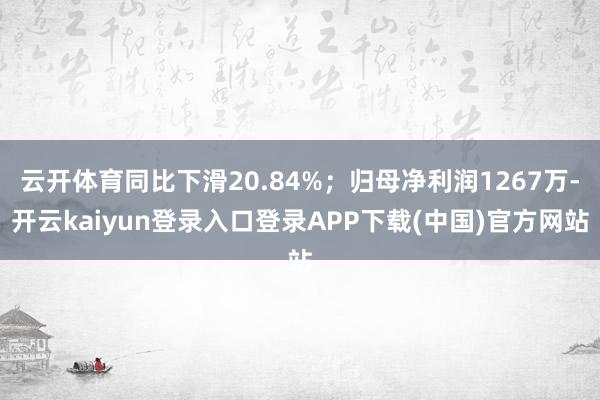 云开体育同比下滑20.84%；归母净利润1267万-开云kaiyun登录入口登录APP下载(中国)官方网站
