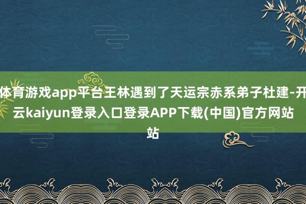 体育游戏app平台王林遇到了天运宗赤系弟子杜建-开云kaiyun登录入口登录APP下载(中国)官方网站