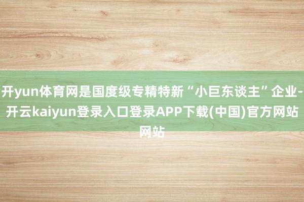 开yun体育网是国度级专精特新“小巨东谈主”企业-开云kaiyun登录入口登录APP下载(中国)官方网站
